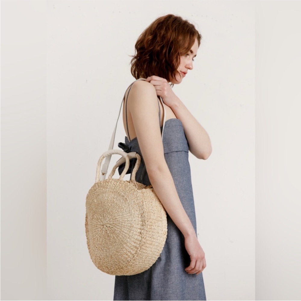 Clare V Alice White Woven Crossbody tote